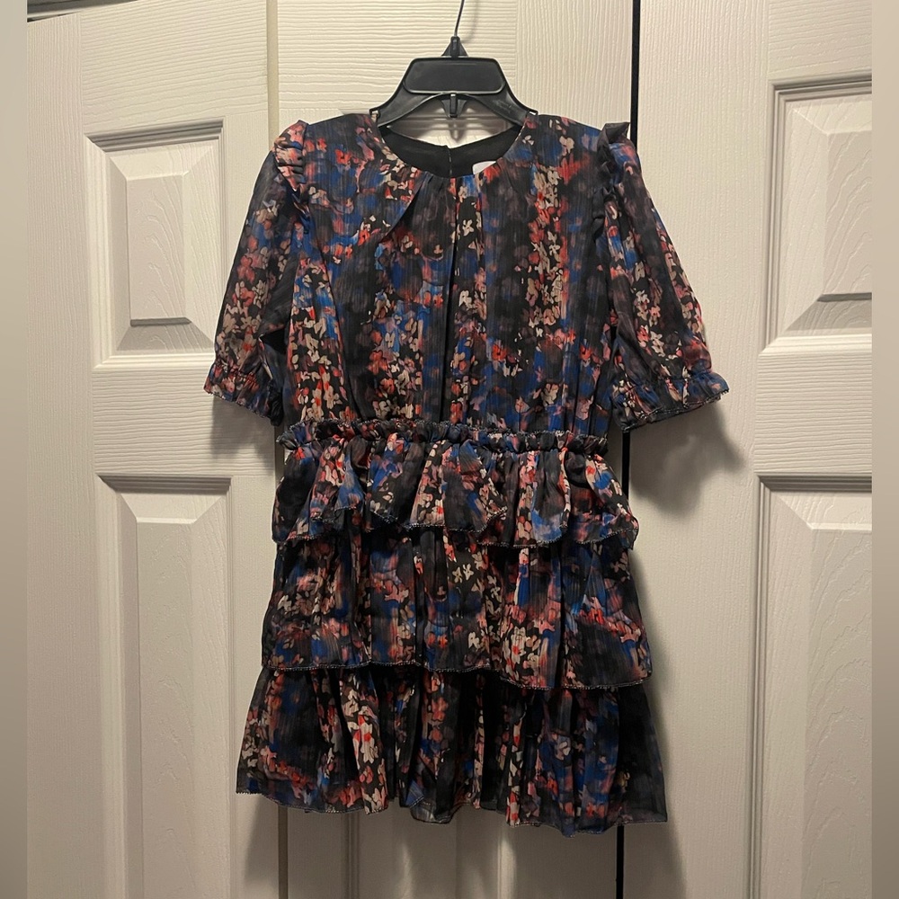 Reiss girls short sleeve floral tiered dress